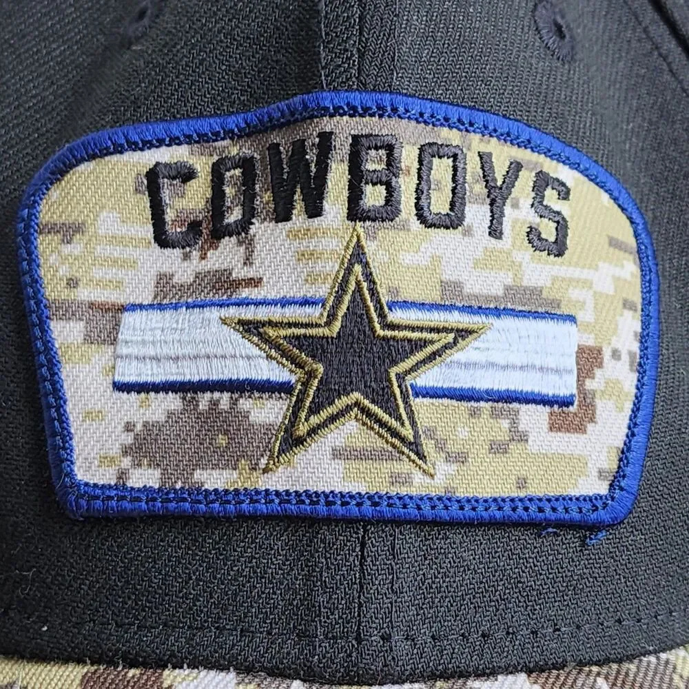 Dallas Cowboys New Era 39THIRTY Hat Cap L/XL Salute To Service Camo Black